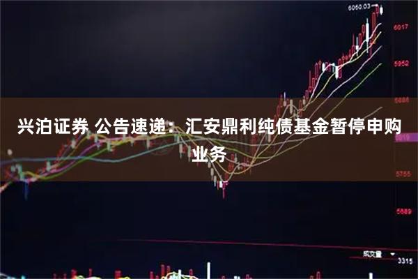 兴泊证券 公告速递：汇安鼎利纯债基金暂停申购业务